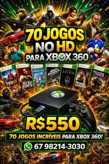 HD 500GB PARA XBOX 360 RGH COM 70 JOGOS